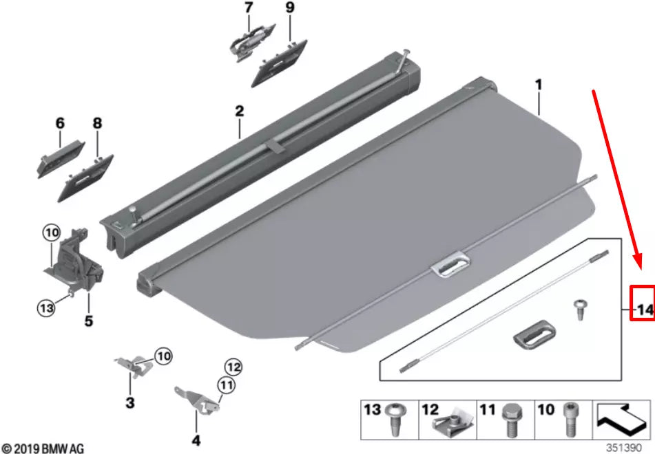 NEW BMW F31 LUGGAGE COMPAR. ROLLER COVER REP. KIT 51477395352 7395352 ORIGINAL