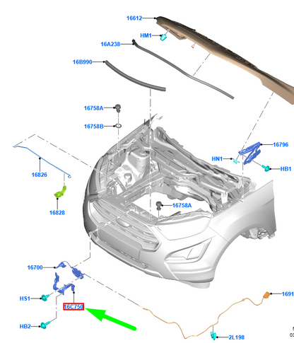 new ford ecosport mk2 front hood latch bracket 2141269 gn15-a16c750-bb original