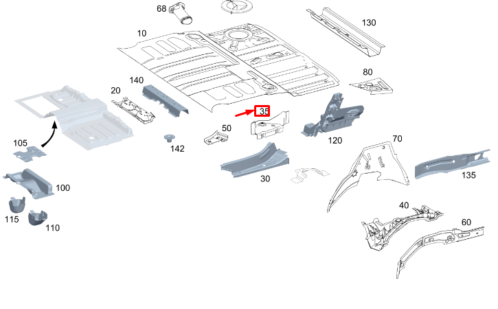 new mercedes-benz gle w167 over right rear axle bracket a1676105801 original