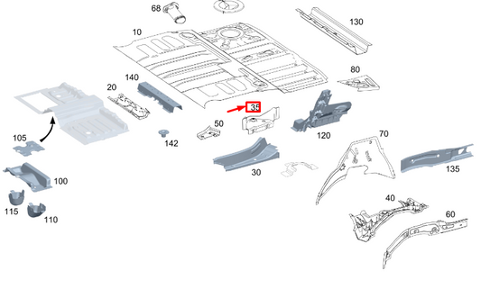 new mercedes-benz gle w167 over right rear axle bracket a1676105801 original