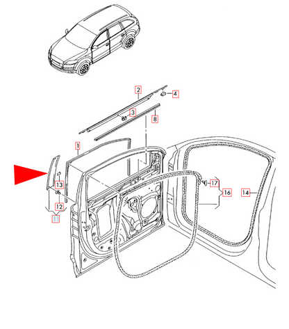 NEW AUDI Q7 4L FRONT LEFT DOOR EXTERIOR B PILLAR TRIM 4L0837901A1P9 ORIGINAL