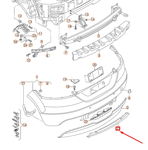 NEW AUDI TT 8J REAR BUMPER LOWER SPOILER 8J0807514X7W ORIGINAL