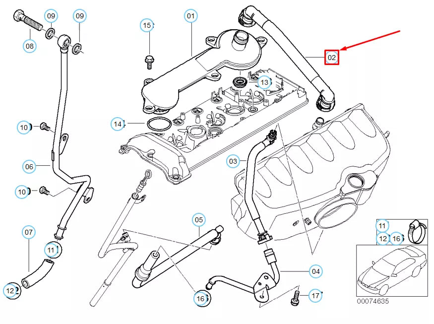 NEW BMW M3 COUPE E46 CSL CRANKCASE VENT HOSE 11157833649 7833649 ORIGINAL