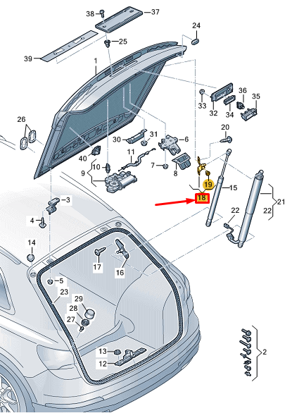 new audi q4 e-tron rear right liftgate support strut holder 89a827606 original