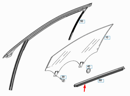 new mercedes-benz s-class w222 front right door sealing rail a2227250265