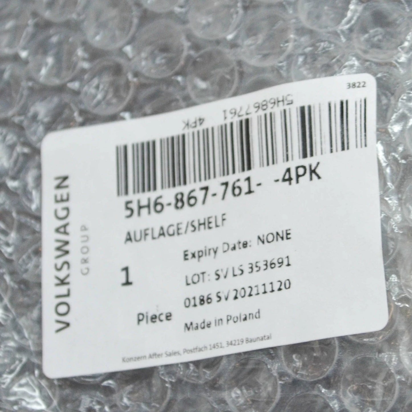 NEW VW GOLF MK8 CD LEFT SIDE PARCEL SHELF LOAD PANEL COVER 5H68677614PK ORIGINAL