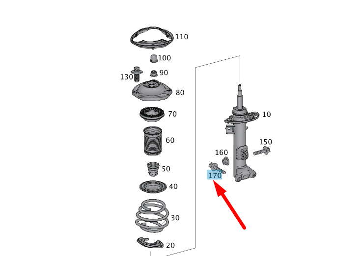 new mercedes-benz slk r172 front strut mounting bolt a0009909103 original