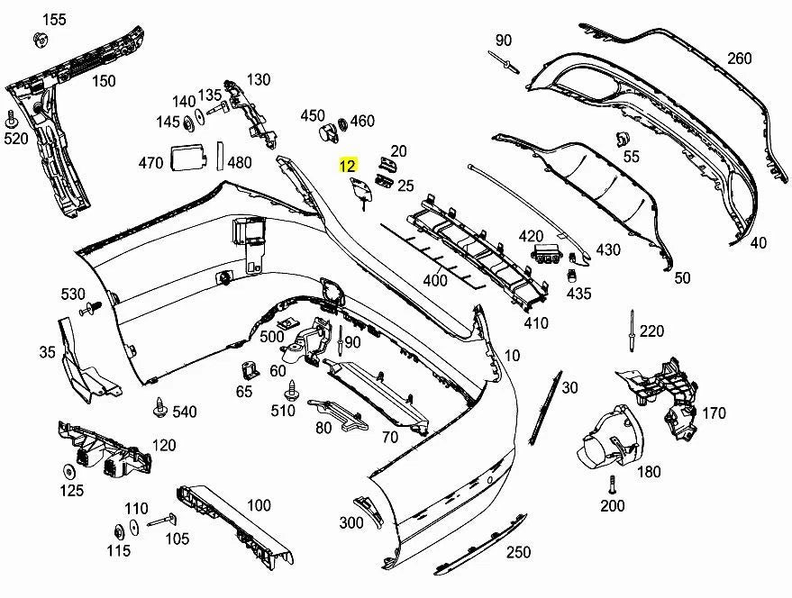 MERCEDES-BENZ C-CLASS W205 AVANTGARDE REAR BUMPER TOWING EYE CAP 15-19 NEW