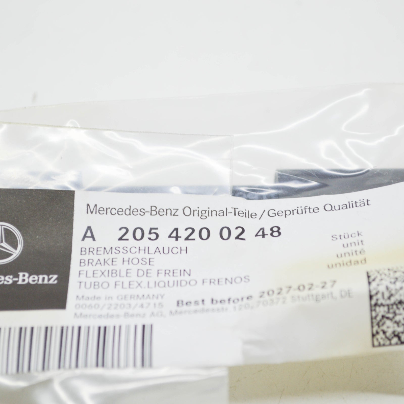 NEW MERCEDES-BENZ C-CLASS W205 FRONT LEFT BRAKE HOSE A2054200248 ORIGINAL