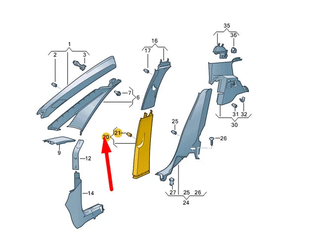 NEW VW ID.3 E11 LEFT SIDE B PILLAR LOWER TRIM 10A867291B4PK ORIGINAL