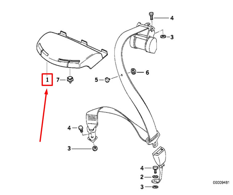 NEW BMW 3 COMPACT E36 REAR CENTER SEAT BELT COVER 51718173204 8173204 ORIGINAL