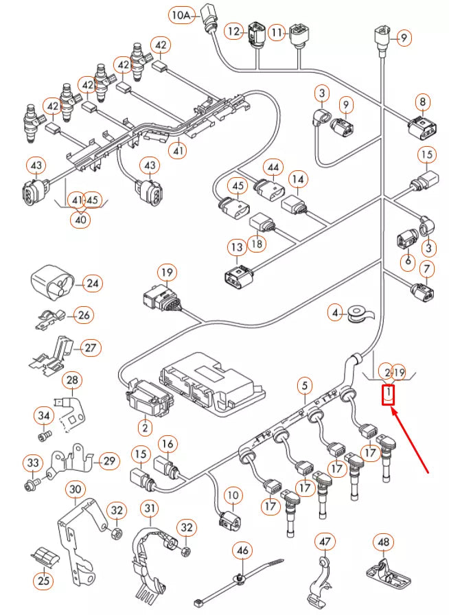 NEW VOKSWAGEN TIGUAN 5N MK1 ENGINE WIRING HARNESS 06J971595E ORIGINAL