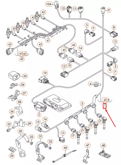 NEW VOKSWAGEN TIGUAN 5N MK1 ENGINE WIRING HARNESS 06J971595E ORIGINAL