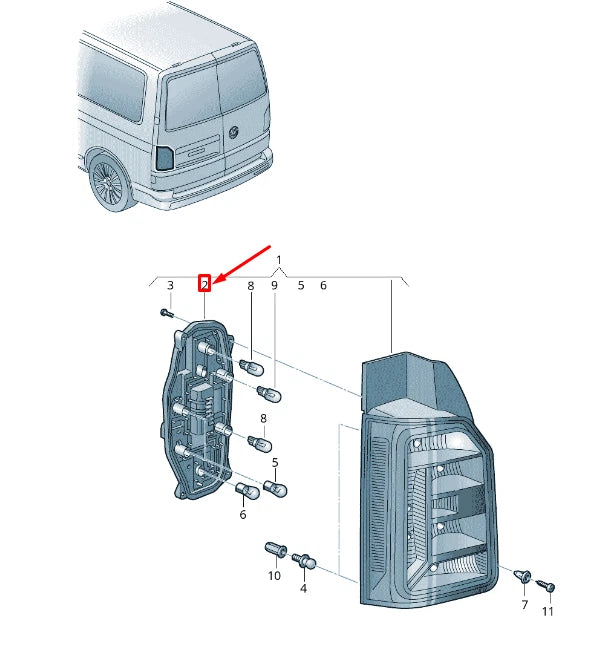 NEW VW TRANSPORTER VI T6 REAR LEFT TAIL LIGHT BULB CARRIER 7E0945257B ORIGINAL