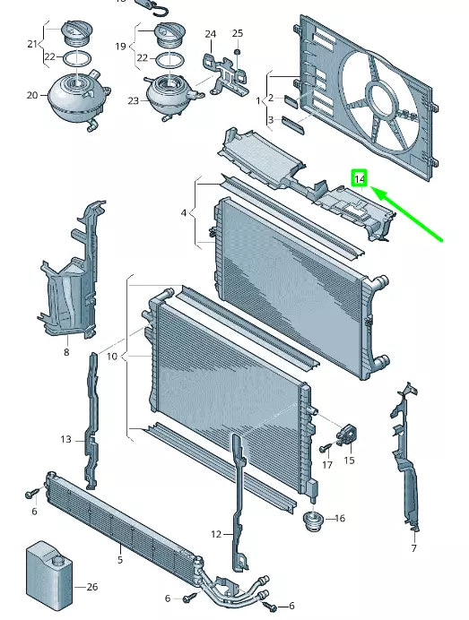 NEW VOLKSWAGEN PASSAT B8 3G UPPER RADIATOR AIR DEFLECTOR 3G0121330D ORIGINAL