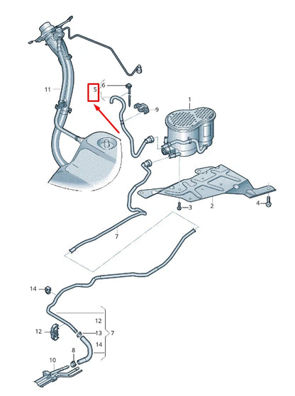 NEW AUDI A8 4N ACTIVATED CHARCOAL CONTAINER AIR LINE 4N0131959F