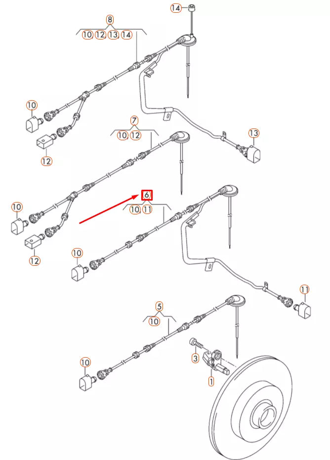 NEW VOLKSWAGEN CC REAR LEFT ABS SENSOR WIRING HARNESS 3C0927904AE ORIGINAL