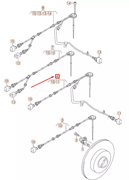 NEW VOLKSWAGEN CC REAR LEFT ABS SENSOR WIRING HARNESS 3C0927904AE ORIGINAL