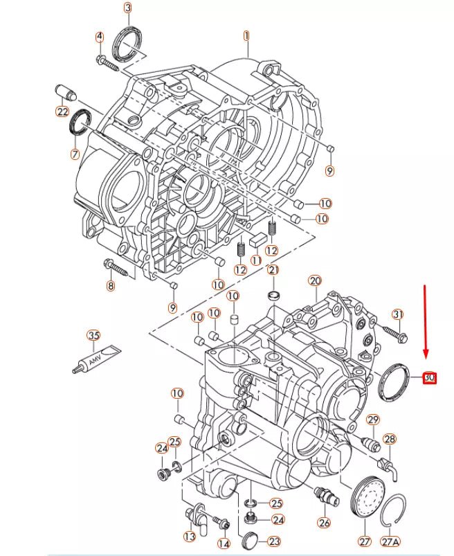 NEW AUDI A1 MK1 MANUAL DRIVESHAFT SEAL O-RING 02M301189G ORIGINAL