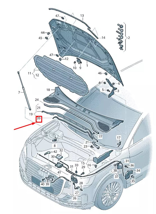 NEW AUDI Q2 GA HOOD WATER BOX SEAL 8V0819142