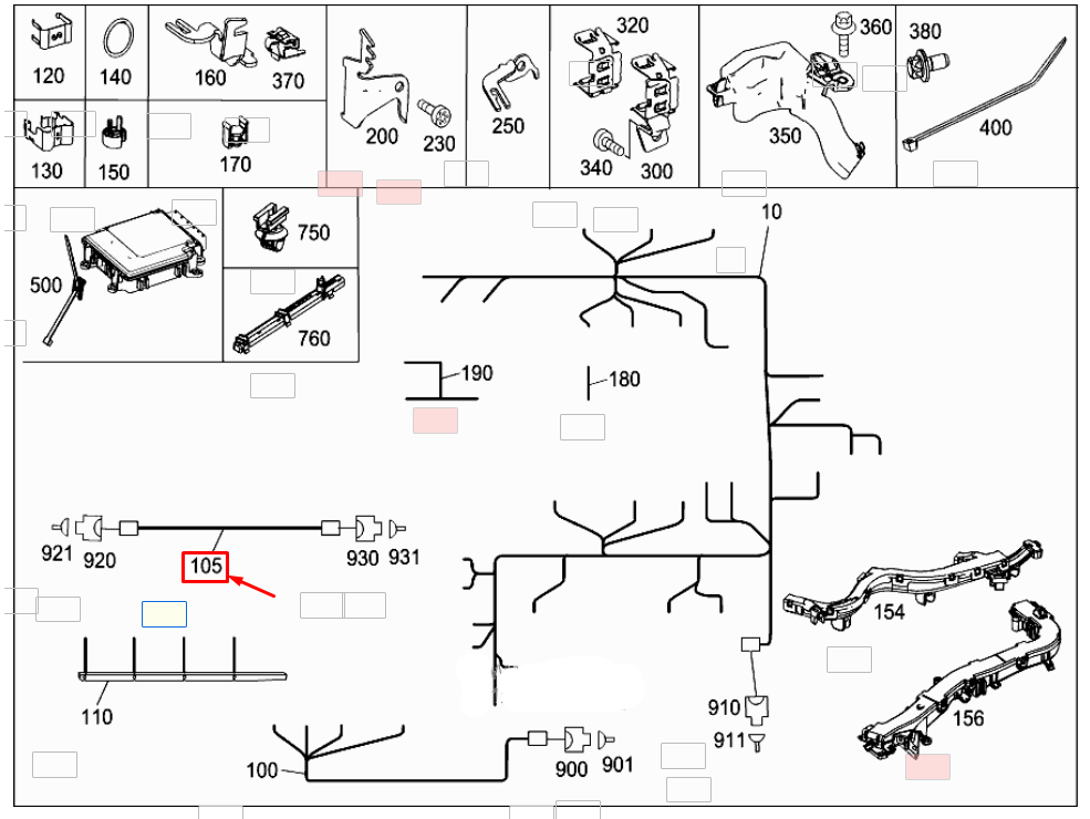 NEW MERCEDES-BENZ C W204 ENGINE WIRING HARNESS A6511509620 ORIGINAL