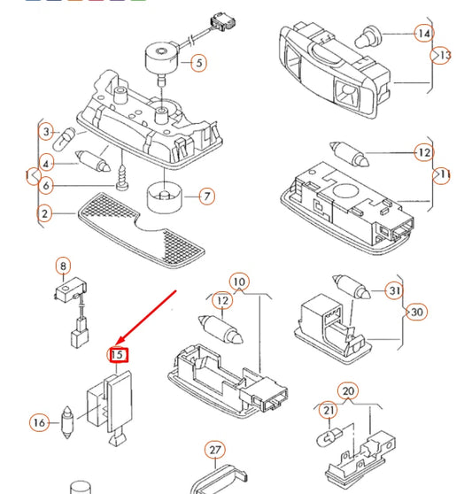 NEW VOLKSWAGEN BEETLE 9C GLOVE COMPARTMENT LID LIGHT 1J0947301