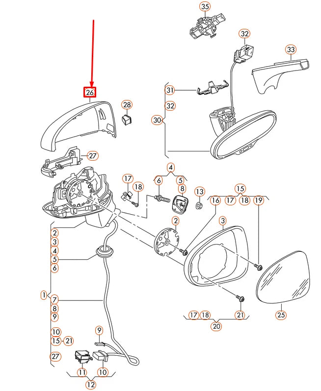 NEW AUDI A3 8V FRONT RIGHT DOOR MIRROR CAP 8V0857528DGRU