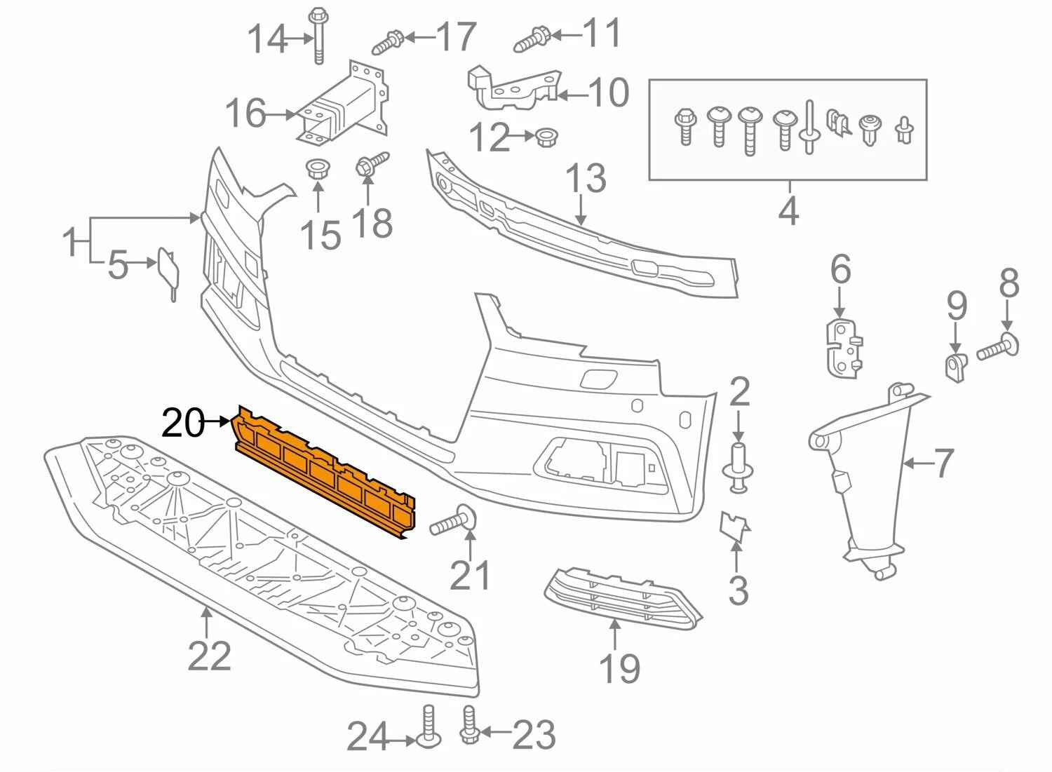 NEW AUDI A4 B9 FRONT LOWER GRILLE 8W08076839B9