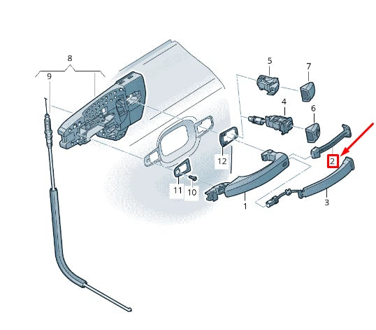 NEW AUDI RSQ3 8U FRONT DOOR HANDLE SLIDE VALVE 8T0837109 ORIGINAL