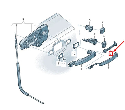 NEW AUDI RSQ3 8U FRONT DOOR HANDLE SLIDE VALVE 8T0837109 ORIGINAL