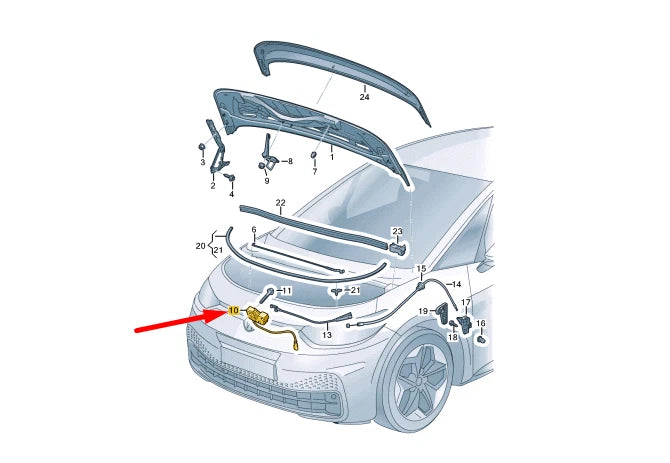 NEW VW ID.3 E11 FRONT BONNET LID LOCK LHD 10B823509A ORIGINAL