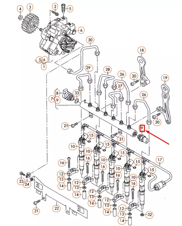 NEW VOLKSWAGEN CRAFTER 2E FUEL RAIL PRESSURE SENSOR 076906051 ORIGINAL