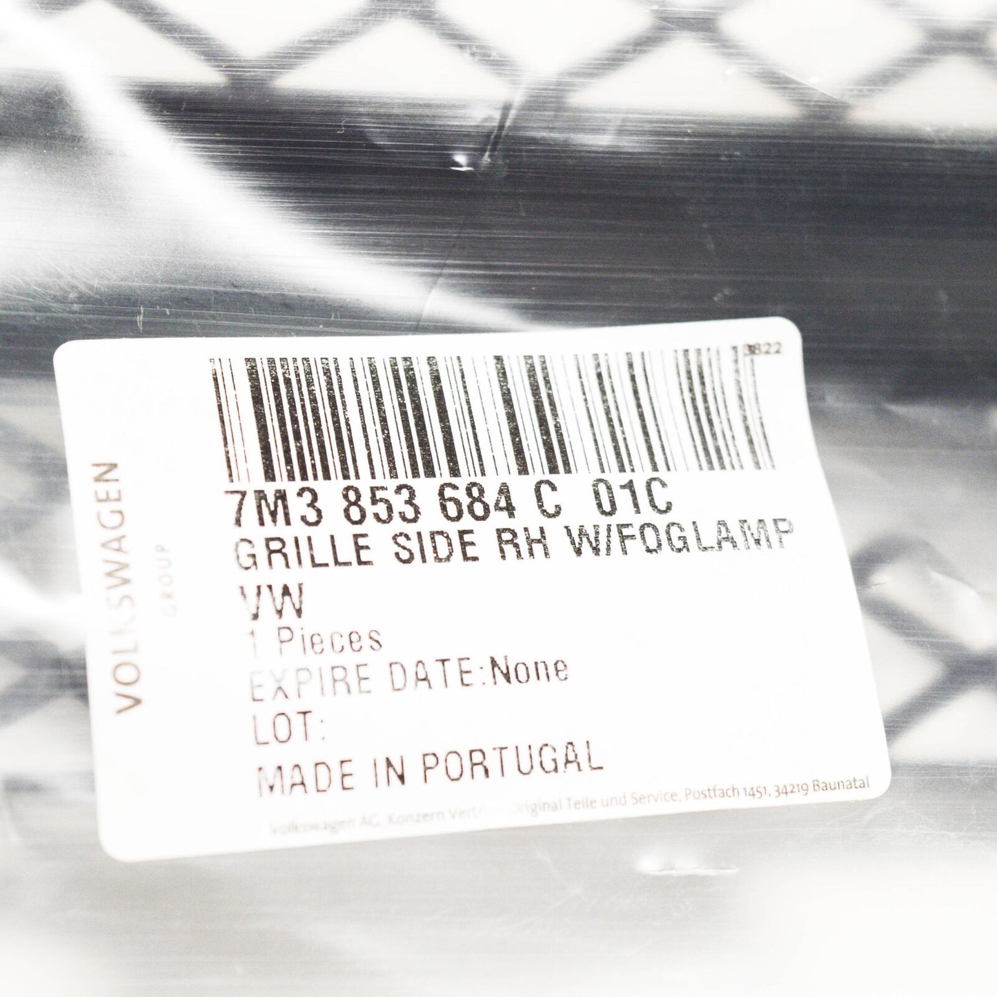 NEW VW SHARAN 7M8 FRONT BUMPER RIGHT FOG LIGHT GRILLE 7M3853684C01C ORIGINAL