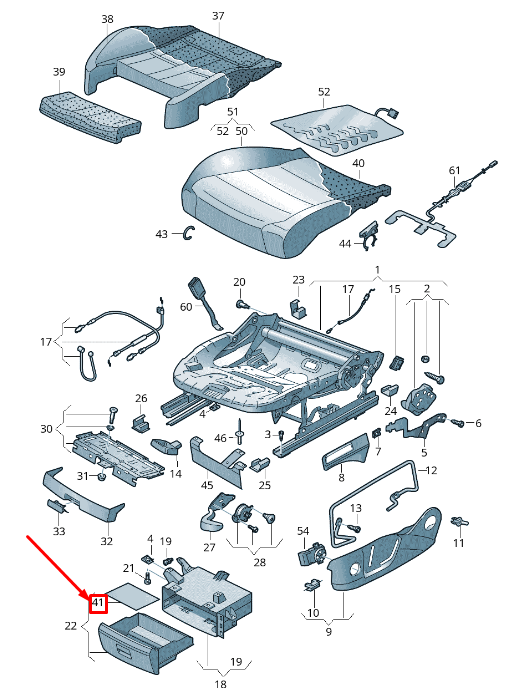 new volkswagen golf 5g mk7 front left seat lower tray insert 5g0881891 original