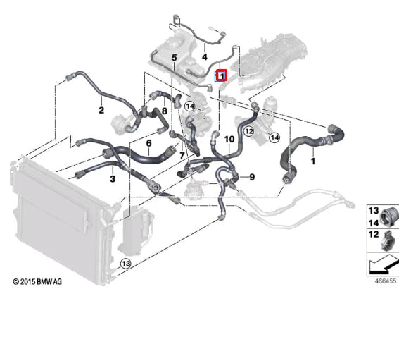 NEW BMW 3 F30 CHARGE AIR COOLER VENT LINE 17128616130 ORIGINAL