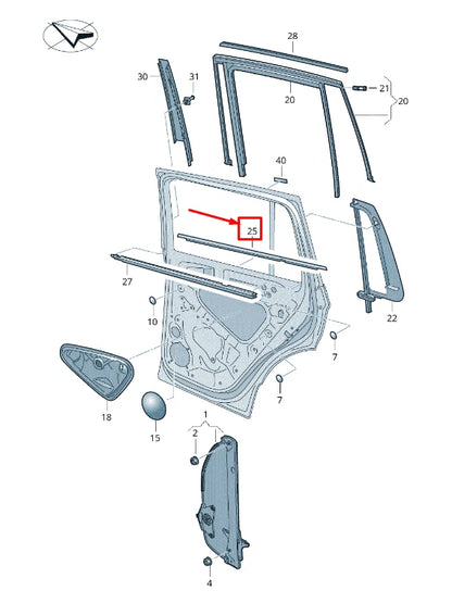NEW VW TIGUAN AD OUTER REAR RIGHT WINDOW SLOT SEAL 5NA839476CVNH