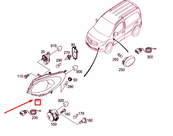 NEW MERCEDES-BENZ CITAN W415 FRONT RIGHT HEADLIGHT LHD A4158202700 ORIGINAL