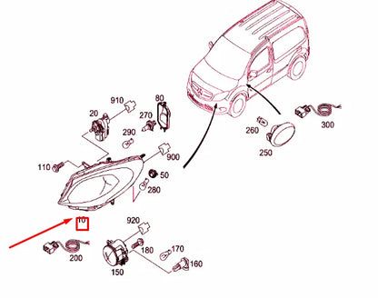 NEW MERCEDES-BENZ CITAN W415 FRONT RIGHT HEADLIGHT LHD A4158202700 ORIGINAL