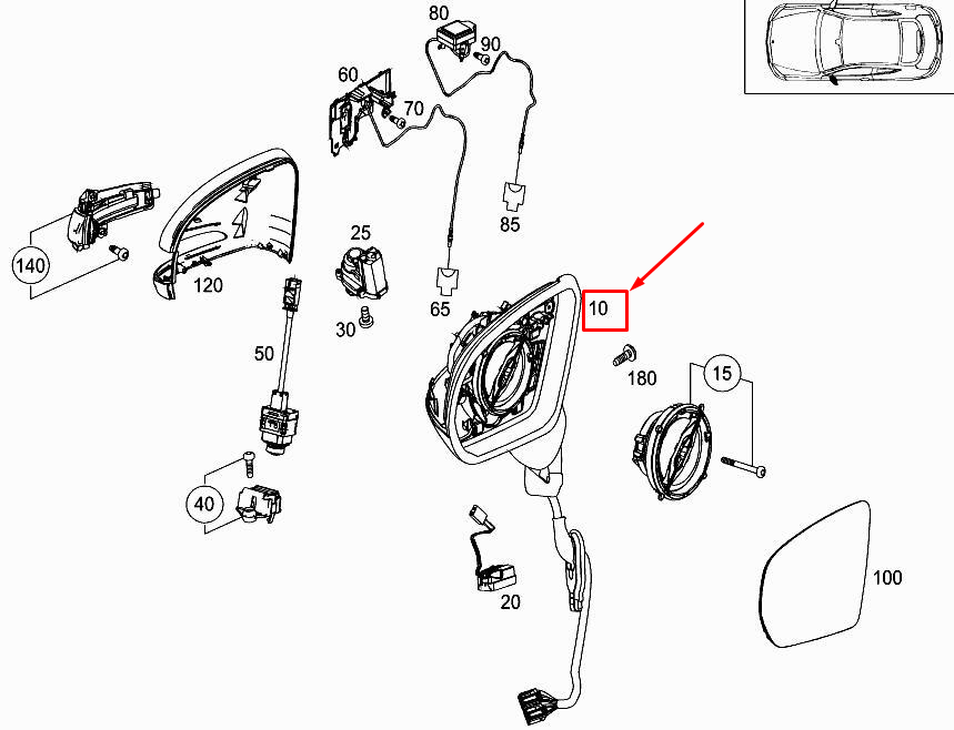 new mercedes-benz c coupe c205 front left side wing mirror a2058103504 original
