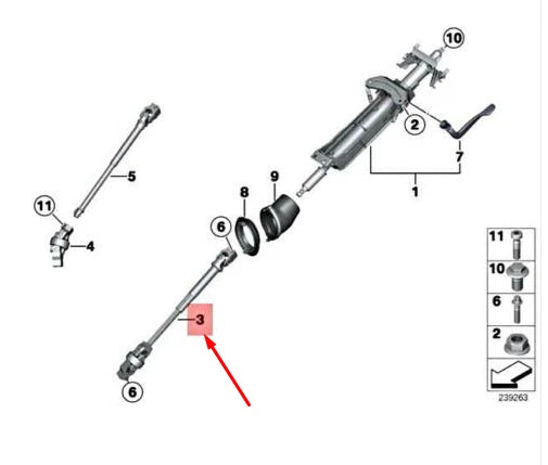 NEW BMW X3 F25 STEERING SPINDLE BOTTOM WITH DOUBLE JOINT 32306787334 ORIGINAL
