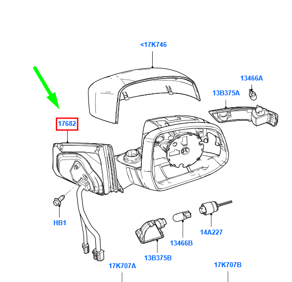 new ford mondeo mk4 front left side wing mirror 1777032 bs71-17683-wc original