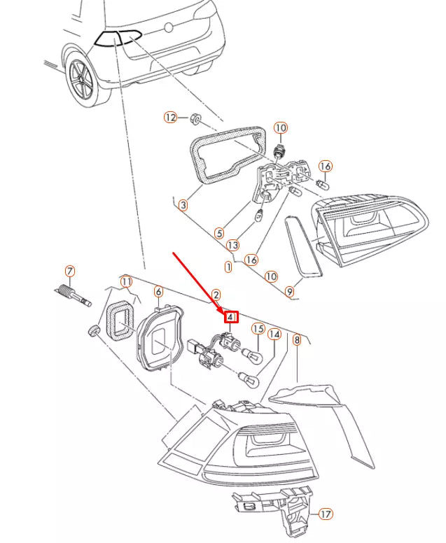 NEW VW GOLF MK7 REAR LEFT OUTER TAIL LIGHT BULB CARRIER 5G0945257 ORIGINAL