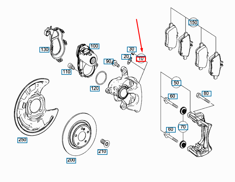 new mercedes-benz cla coupe c117 rear left brake caliper a0004233581 original