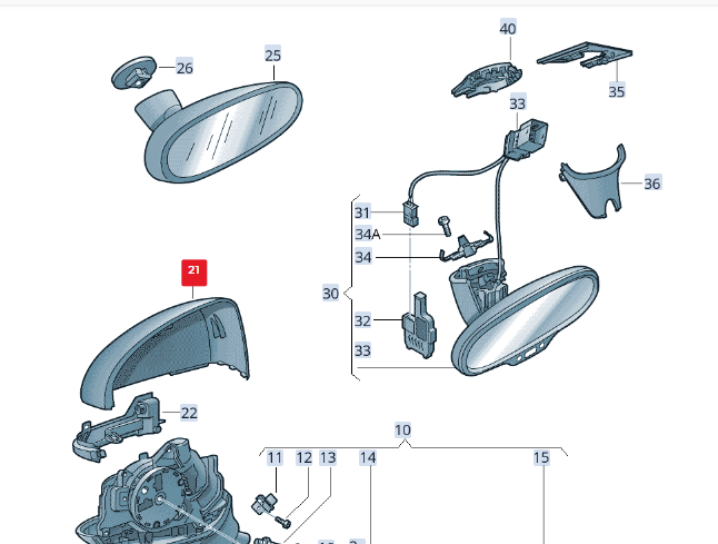 NEW AUDI A1 MK1 FRONT RIGHT DOOR MIRROR COVER CAP X0857528FGRU ORIGINAL