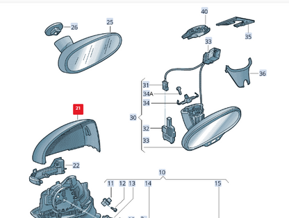 NEW AUDI A1 MK1 FRONT RIGHT DOOR MIRROR COVER CAP X0857528FGRU ORIGINAL