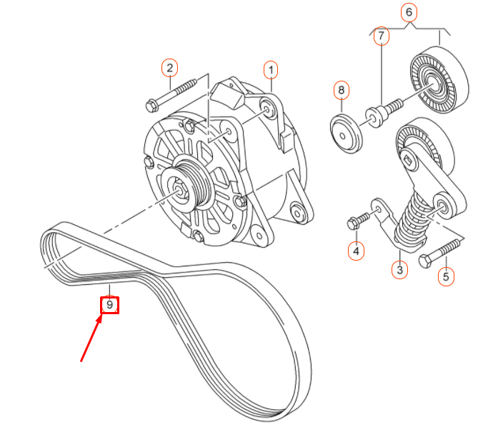 NEW AUDI A6 4G2, C7, 4GC ALTERNATOR STRAP 079903137AJ ORIGINAL
