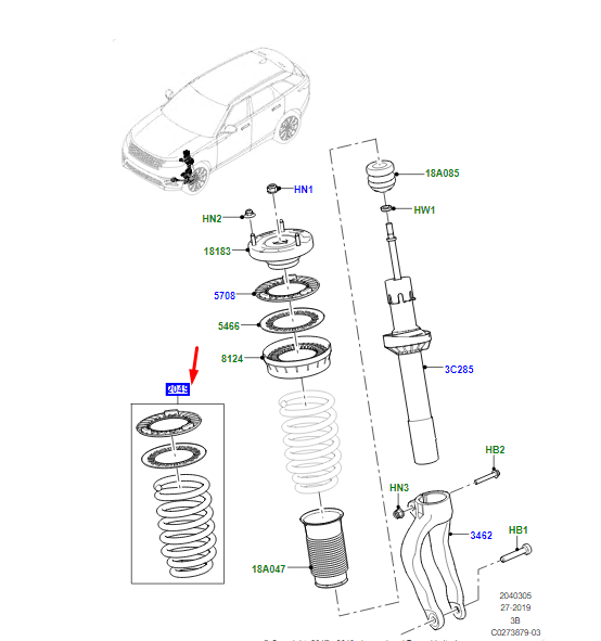 new land rover range rover velar l560 front right coil spring lr106286 original