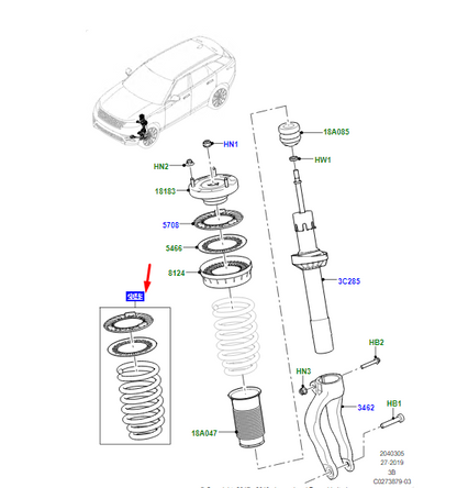 new land rover range rover velar l560 front right coil spring lr106286 original