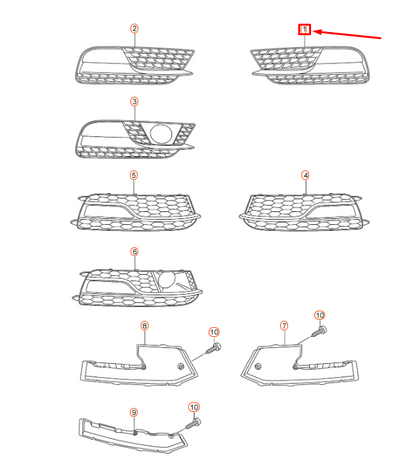 NEW AUDI A5 8T3 FRONT BUMPER LEFT AIR GUIDE GRILLE 8T0807681H01C ORIGINAL