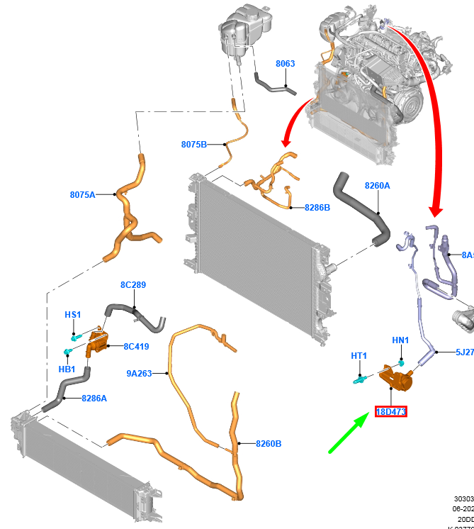 new ford mondeo mk5 cooling system pump assy 2461724 j1g3-18d473-cc original